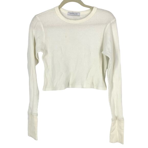 Daydreamer White Waffle Knit Long Sleeve Knit Top XS - Picture 1 of 6